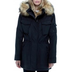 S13 New York Anorak Jacket Faux Fur in Black Size Small